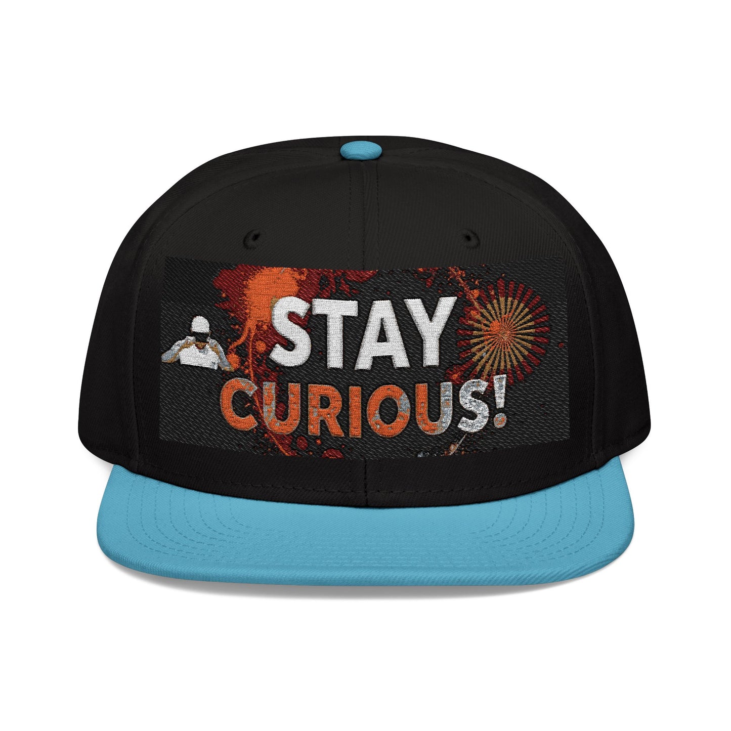 Embroidered Snapback Cap - Trendy Flat Brim Hat for Creatives - Stay Curious!