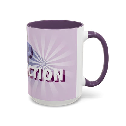 right view of Custom ceramic mug featuring elegant typography and unique artwork with purple interior colour 