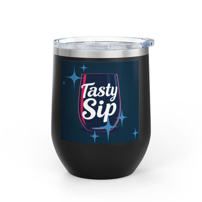 Wine Tumbler - 12oz Insulated Glass for Wine Lovers | Tasty Sip Graphic Design