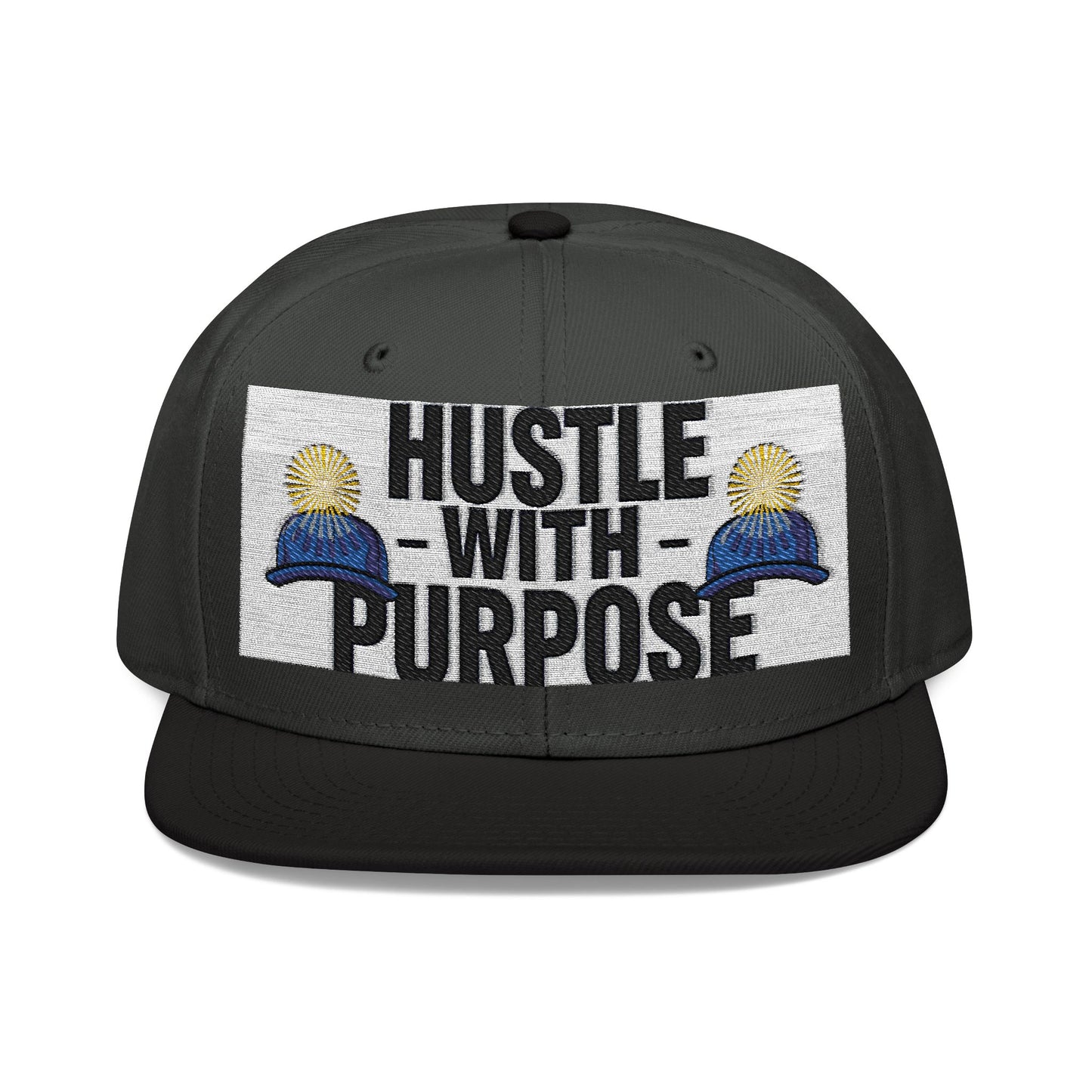 Embroidered Snapback Hat - "Hustle with Purpose" - Motivational Cap for Goal-Getters