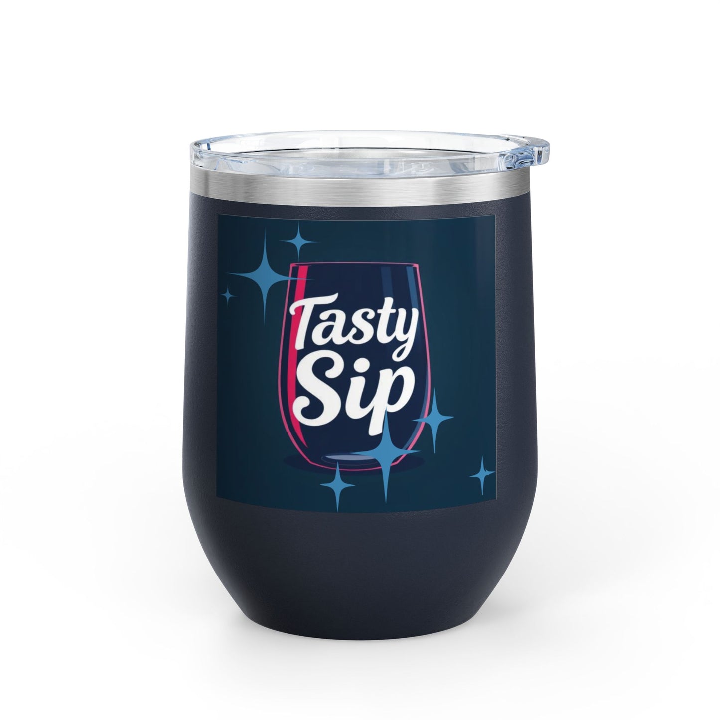 Wine Tumbler - 12oz Insulated Glass for Wine Lovers | Tasty Sip Graphic Design