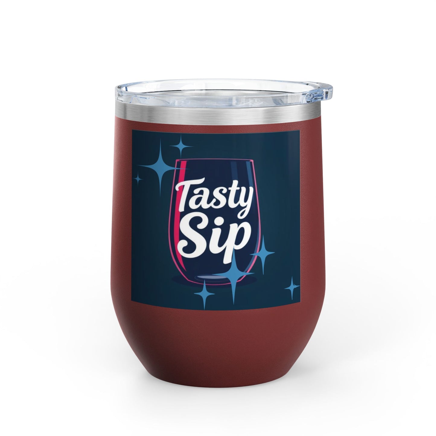 Wine Tumbler - 12oz Insulated Glass for Wine Lovers | Tasty Sip Graphic Design