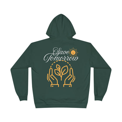 Sustainable Unisex Pullover Hoodie | 'Think Eco, Save Tomorrow' Earth-Friendly Design