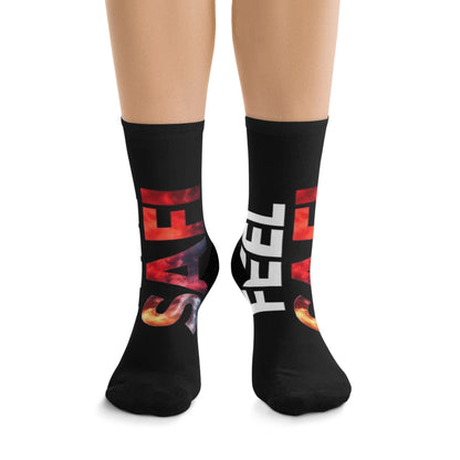 Poly Socks - Bold Red Statement Socks for Comfort and Style - Stay Safe Graphic Design Recycled