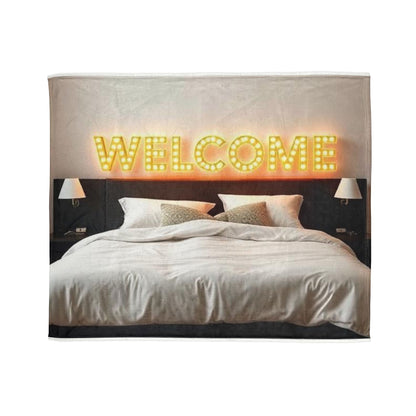 Polyester Blanket with 'Welcome' Design - Perfect for Home Decor