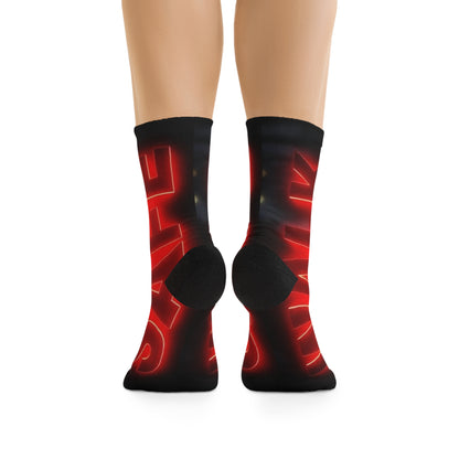 Poly Socks - Bold Red Statement Socks for Comfort and Style - Stay Safe Graphic Design Recycled