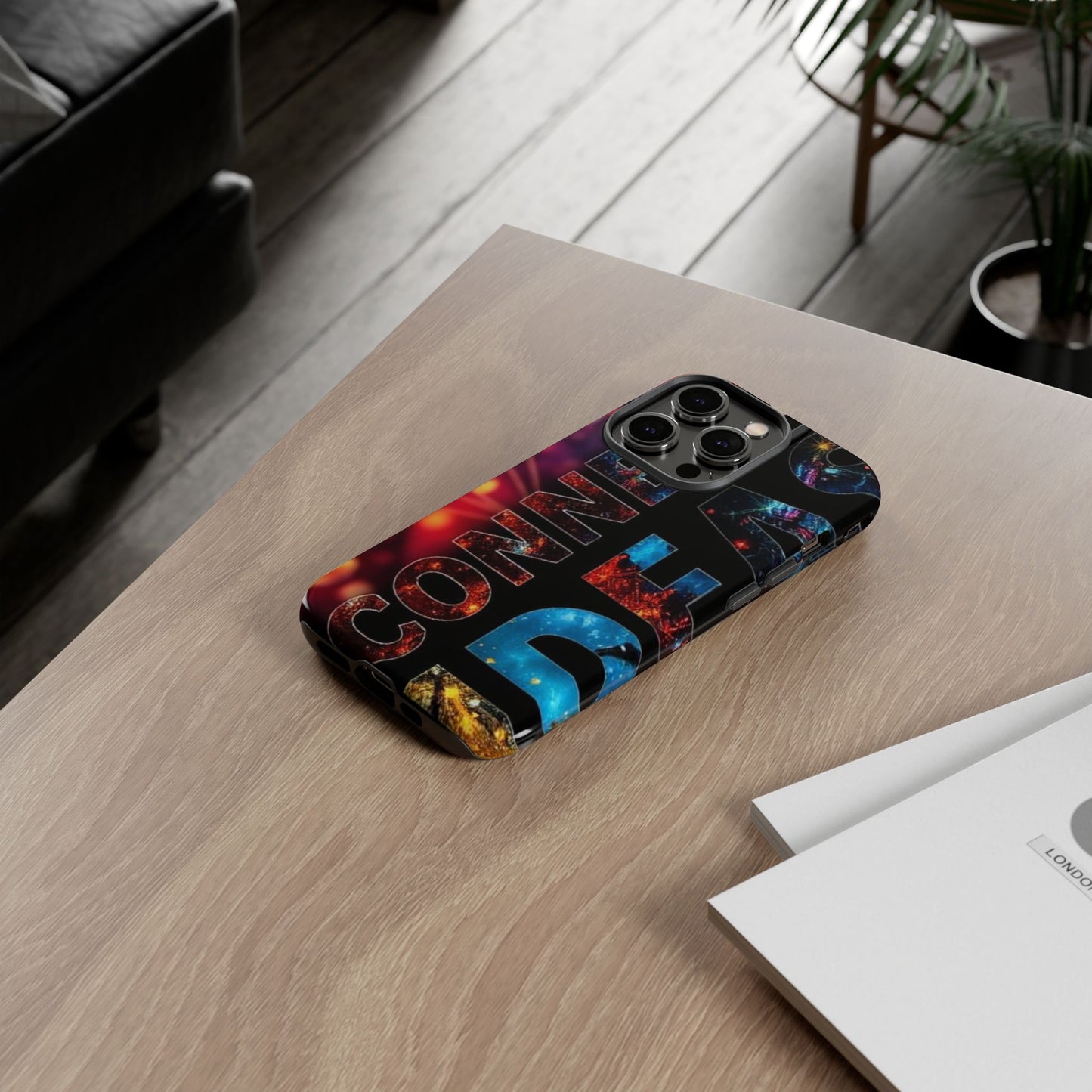 Vibrant Phone Case: 'CONNECT IDEAS' Design for Protection and Style