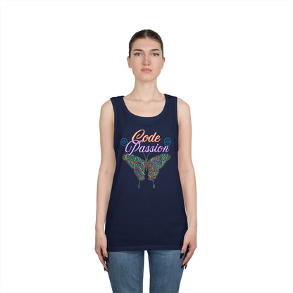 Unisex Heavy Cotton Tank Top – Colorful Coding Design for Tech Enthusiasts | Code Passion