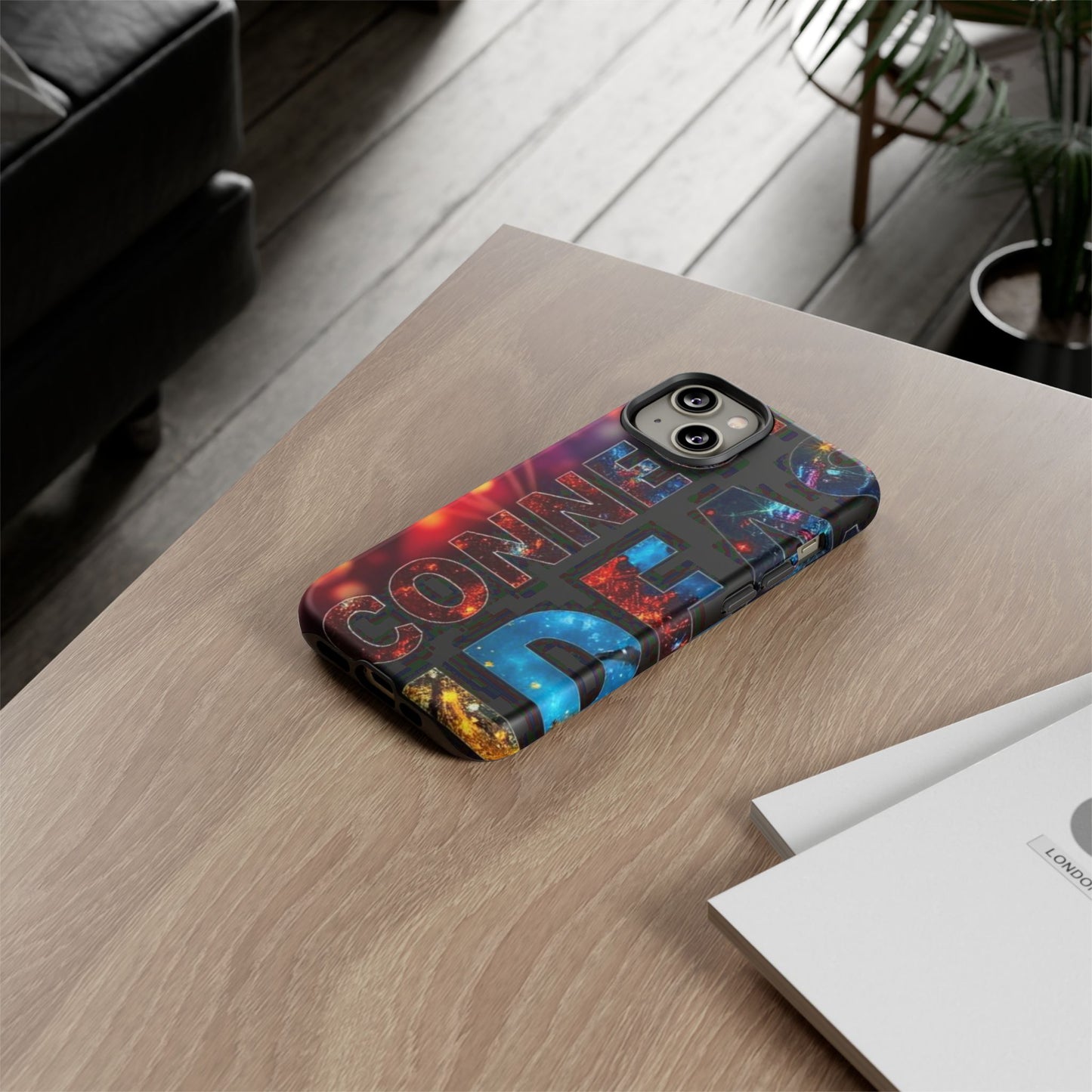 Vibrant Phone Case: 'CONNECT IDEAS' Design for Protection and Style