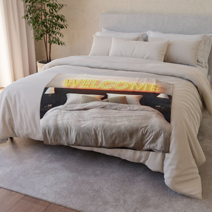 Polyester Blanket with 'Welcome' Design - Perfect for Home Decor