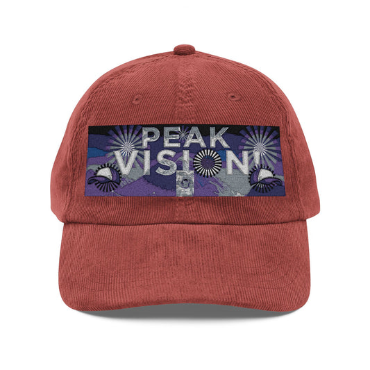 Vintage Corduroy Cap - 'Peak Vision' Embroidered Hat for Stylish Outdoors