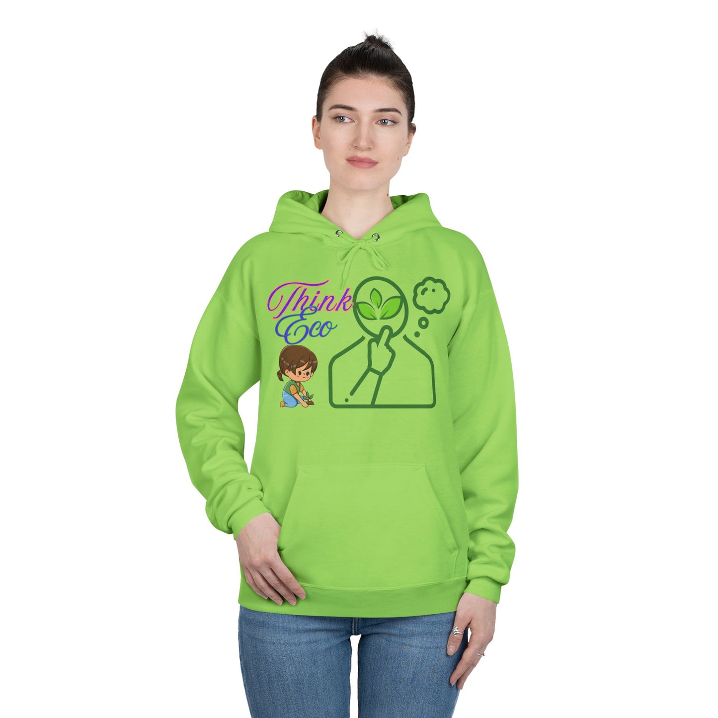 Sustainable Unisex Pullover Hoodie | 'Think Eco, Save Tomorrow' Eco-Friendly Design