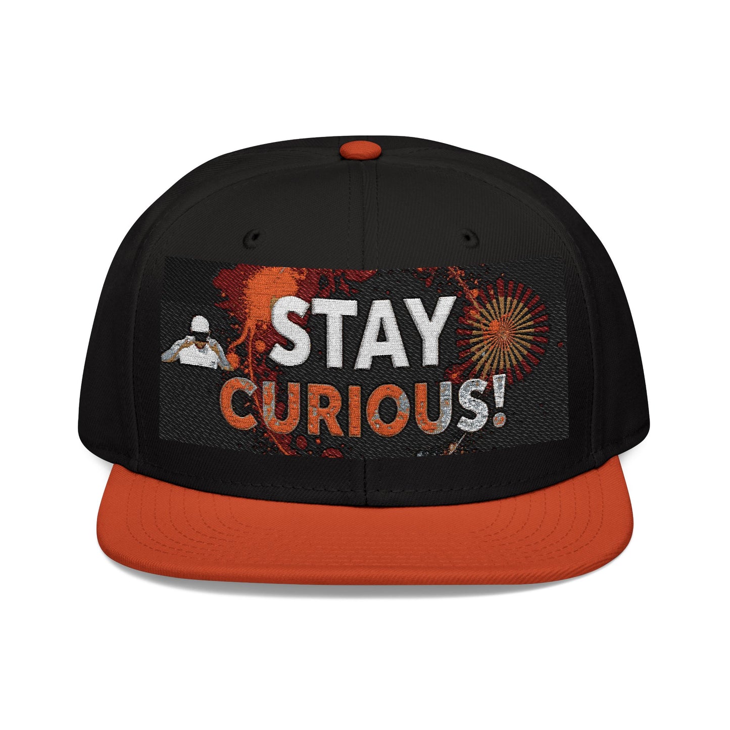 Embroidered Snapback Cap - Trendy Flat Brim Hat for Creatives - Stay Curious!