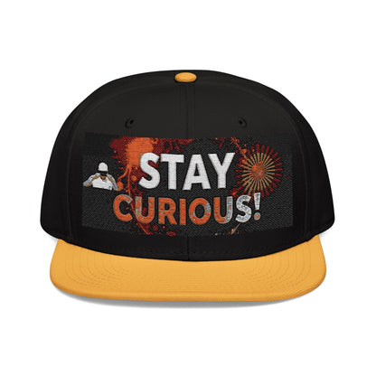 Embroidered Snapback Cap - Trendy Flat Brim Hat for Creatives - Stay Curious!