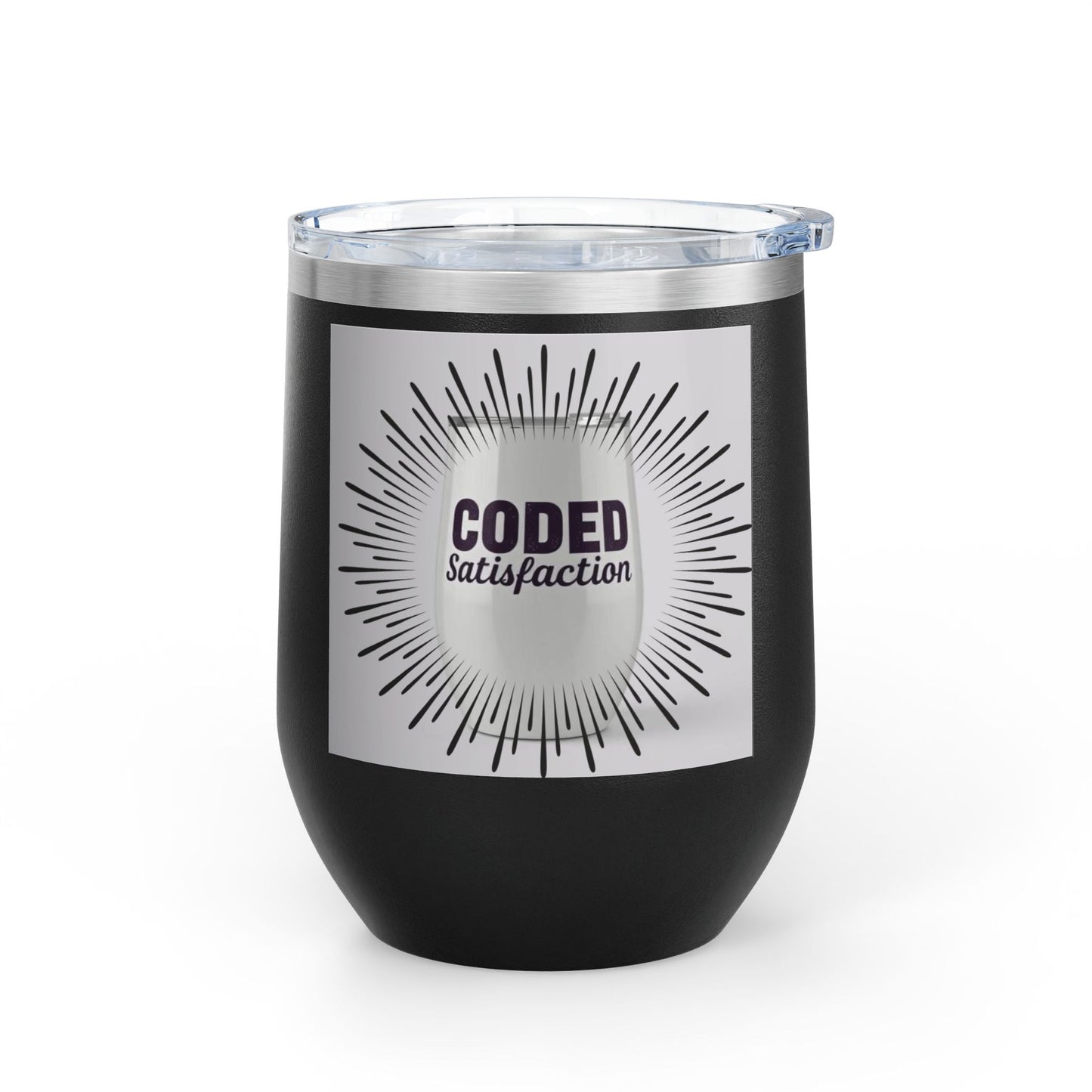 Wine Tumbler - 12oz Insulated Glass for Wine Lovers | Coded Satisfaction Graphic Design