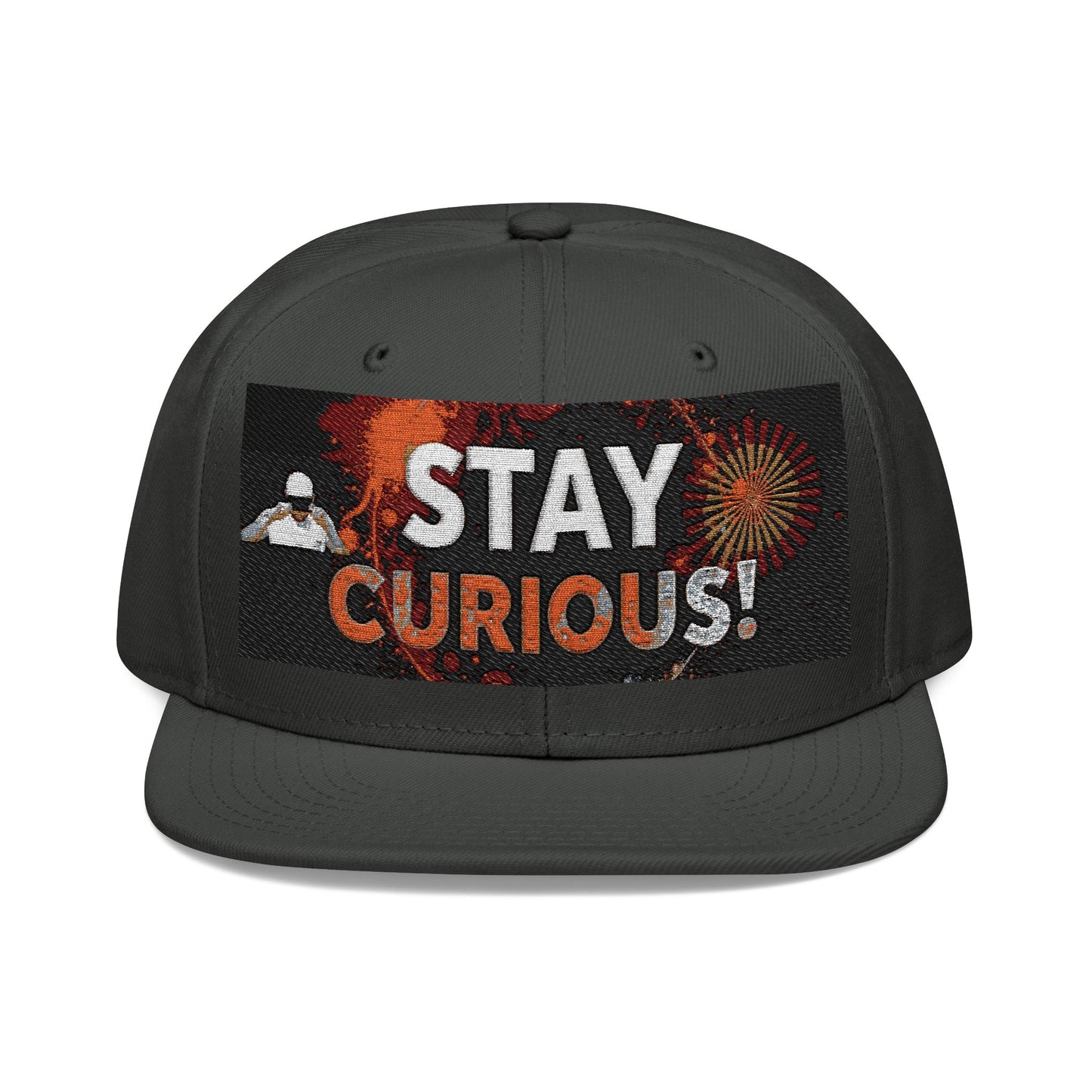 Embroidered Snapback Cap - Trendy Flat Brim Hat for Creatives - Stay Curious!