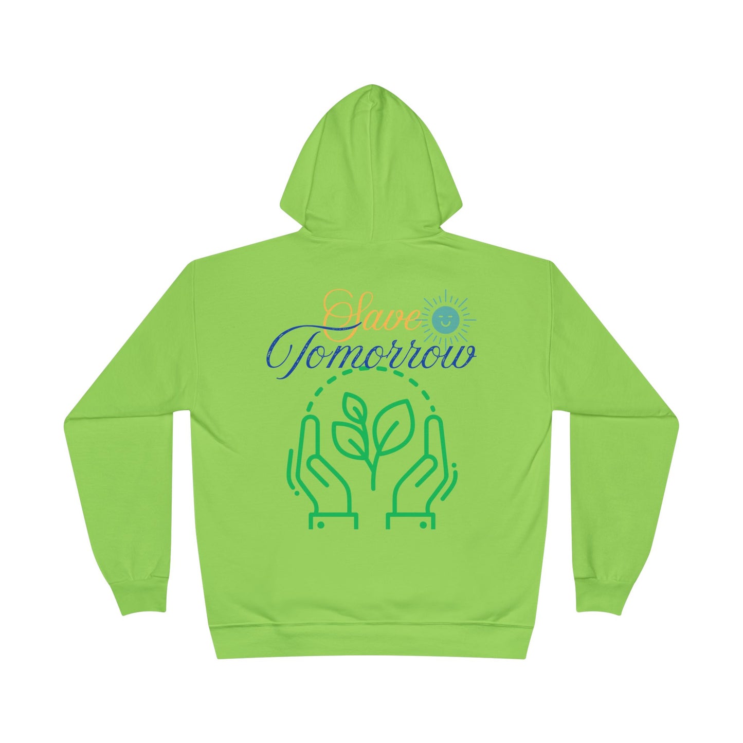 Sustainable Unisex Pullover Hoodie | 'Think Eco, Save Tomorrow' Eco-Friendly Design