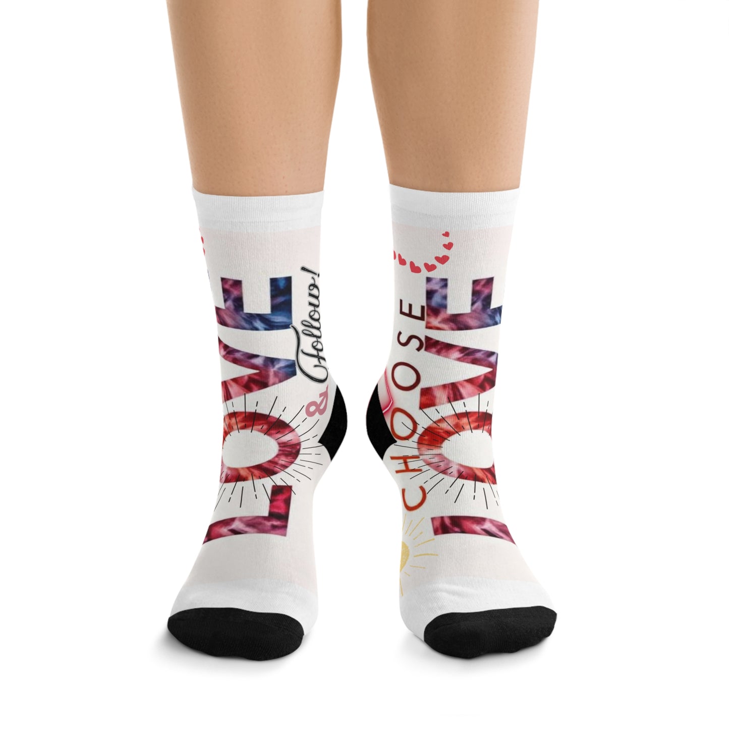 Poly Socks - Bold Red Statement Socks for Comfort and Style - Coose Love & Follow Graphic Design Recycled