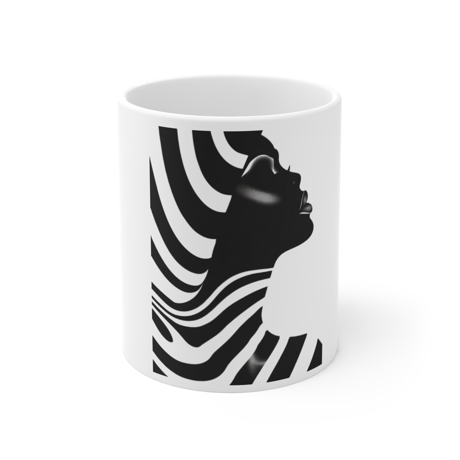 front view of a Personalized white ceramic coffee mug with elegant custom design