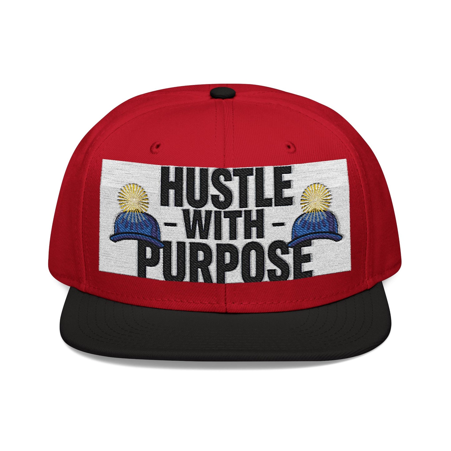 Embroidered Snapback Hat - "Hustle with Purpose" - Motivational Cap for Goal-Getters