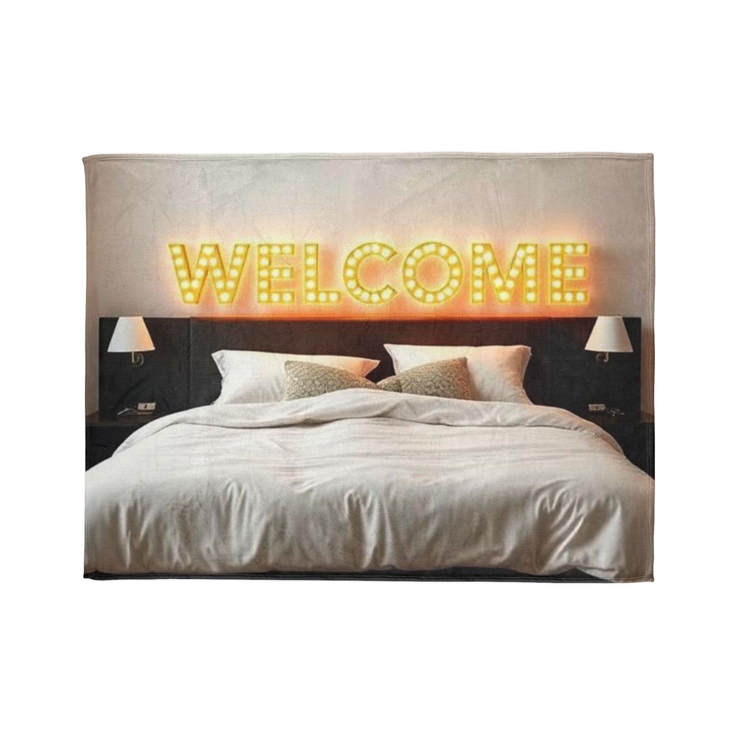 Polyester Blanket with 'Welcome' Design - Perfect for Home Decor