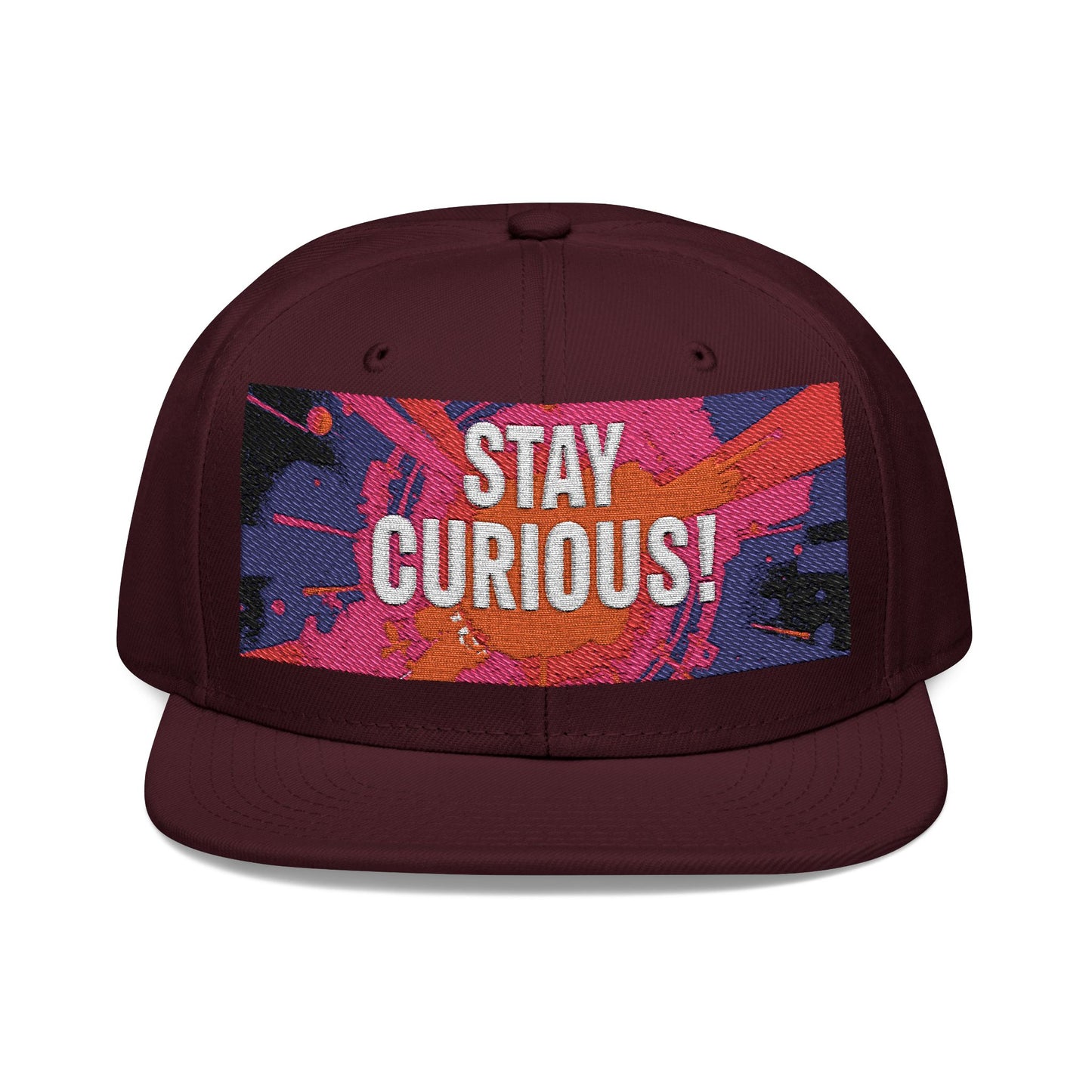 Embroidered Snapback Cap - Inspiring Headwear for Trendsetters - Stay Curious!