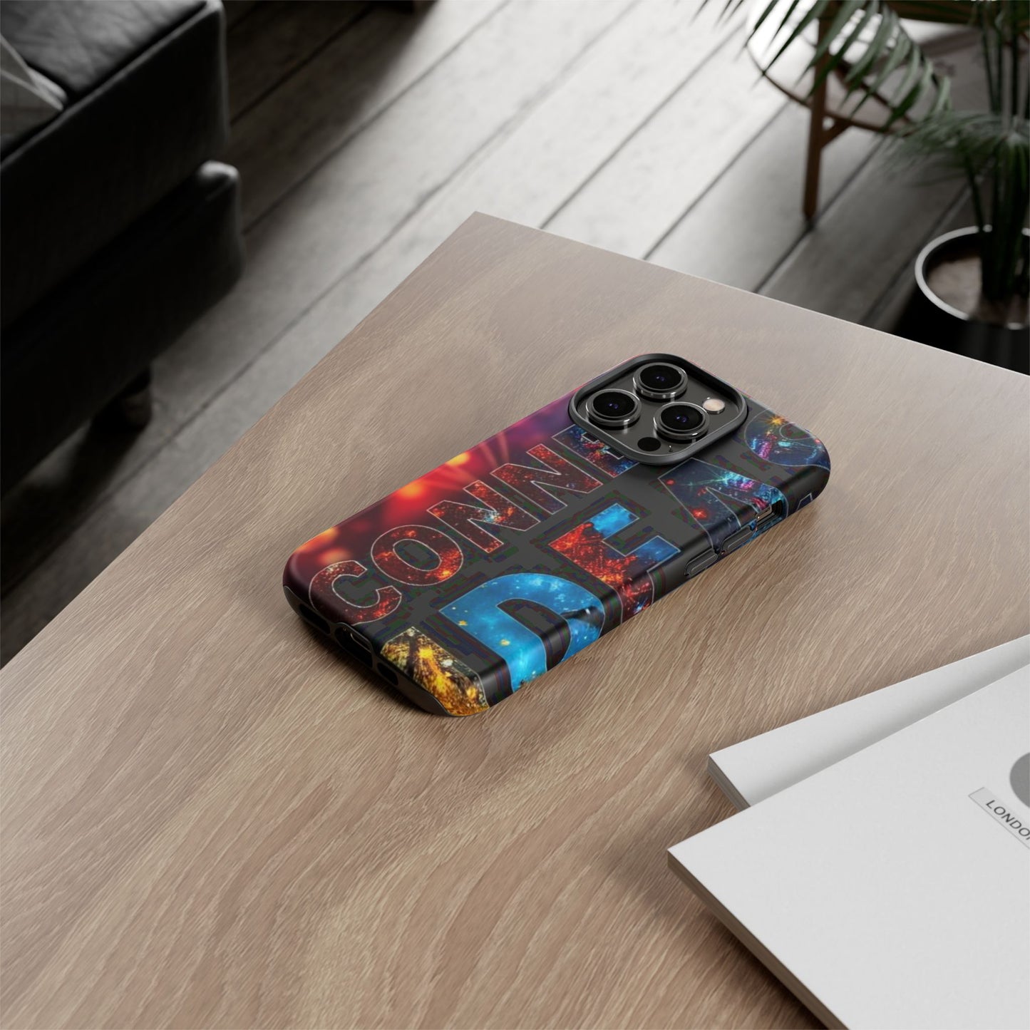 Vibrant Phone Case: 'CONNECT IDEAS' Design for Protection and Style