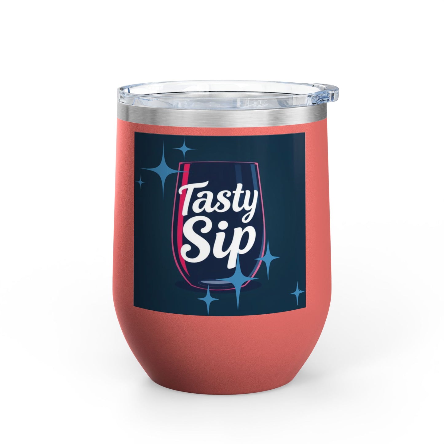 Wine Tumbler - 12oz Insulated Glass for Wine Lovers | Tasty Sip Graphic Design