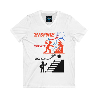 Unisex Jersey Short Sleeve V-Neck Tee | Youth Inspiring Graphic Design