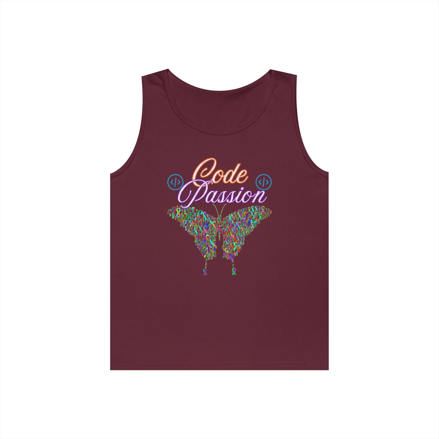 Unisex Heavy Cotton Tank Top – Colorful Coding Design for Tech Enthusiasts | Code Passion