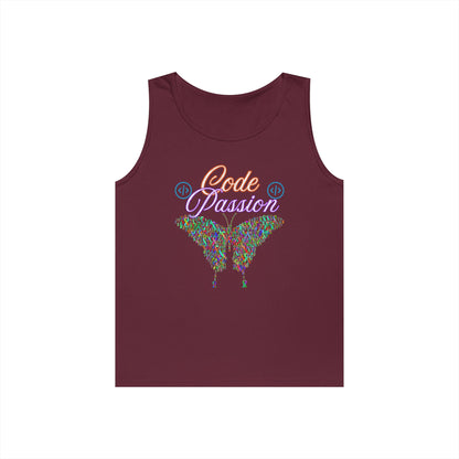 Unisex Heavy Cotton Tank Top – Colorful Coding Design for Tech Enthusiasts | Code Passion