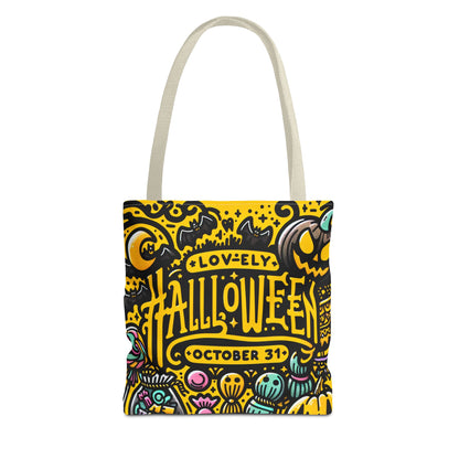 Sustainable and fashionable Halloween tote bag with harsh color handle, perfect for daily use.