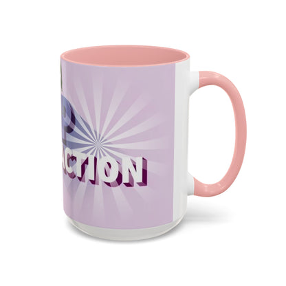  right view of Custom ceramic mug featuring elegant typography and unique artwork with pink interior colour 