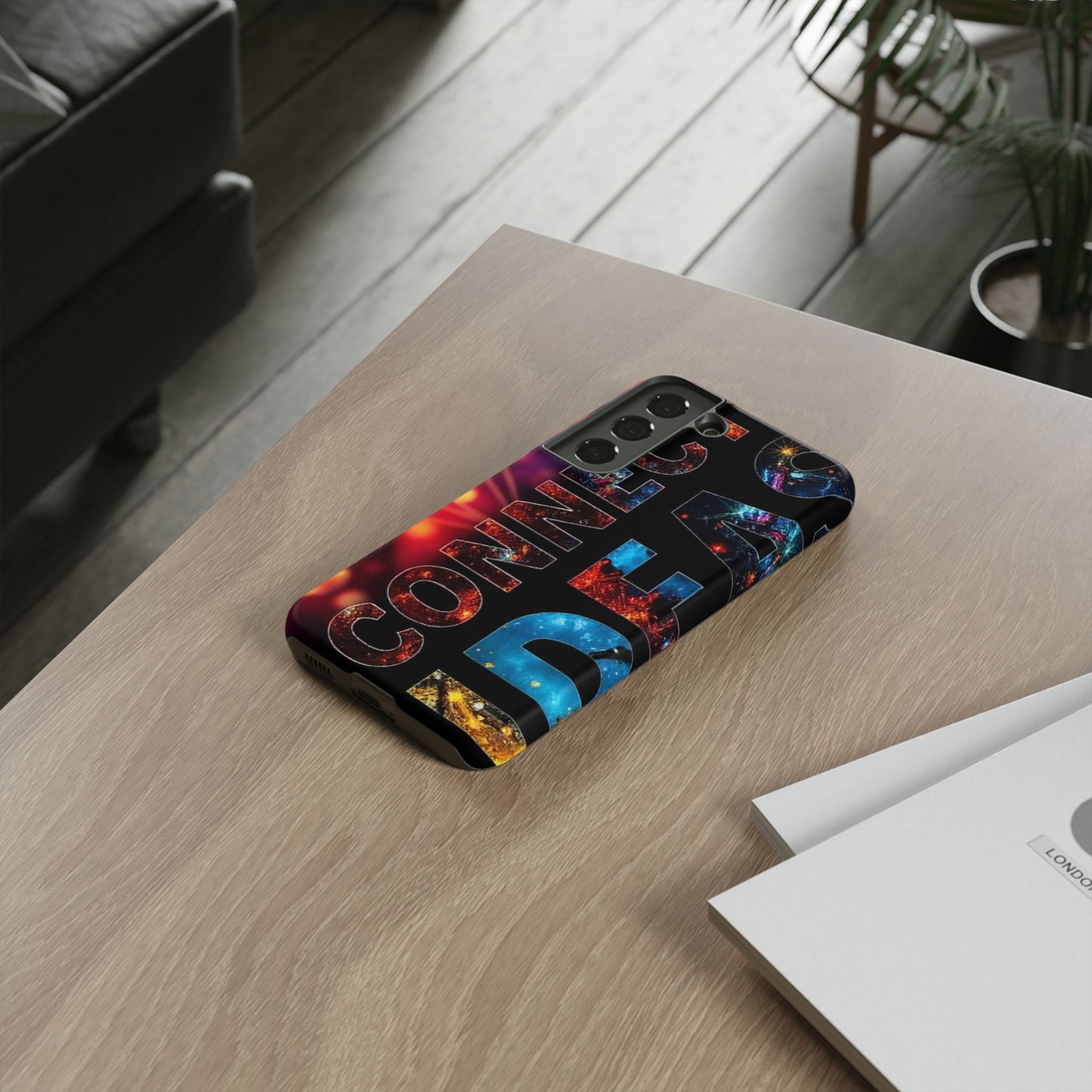 Vibrant Phone Case: 'CONNECT IDEAS' Design for Protection and Style