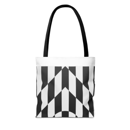 back view of Stylish and eco-friendly reusable black handled tote bag for everyday wear.