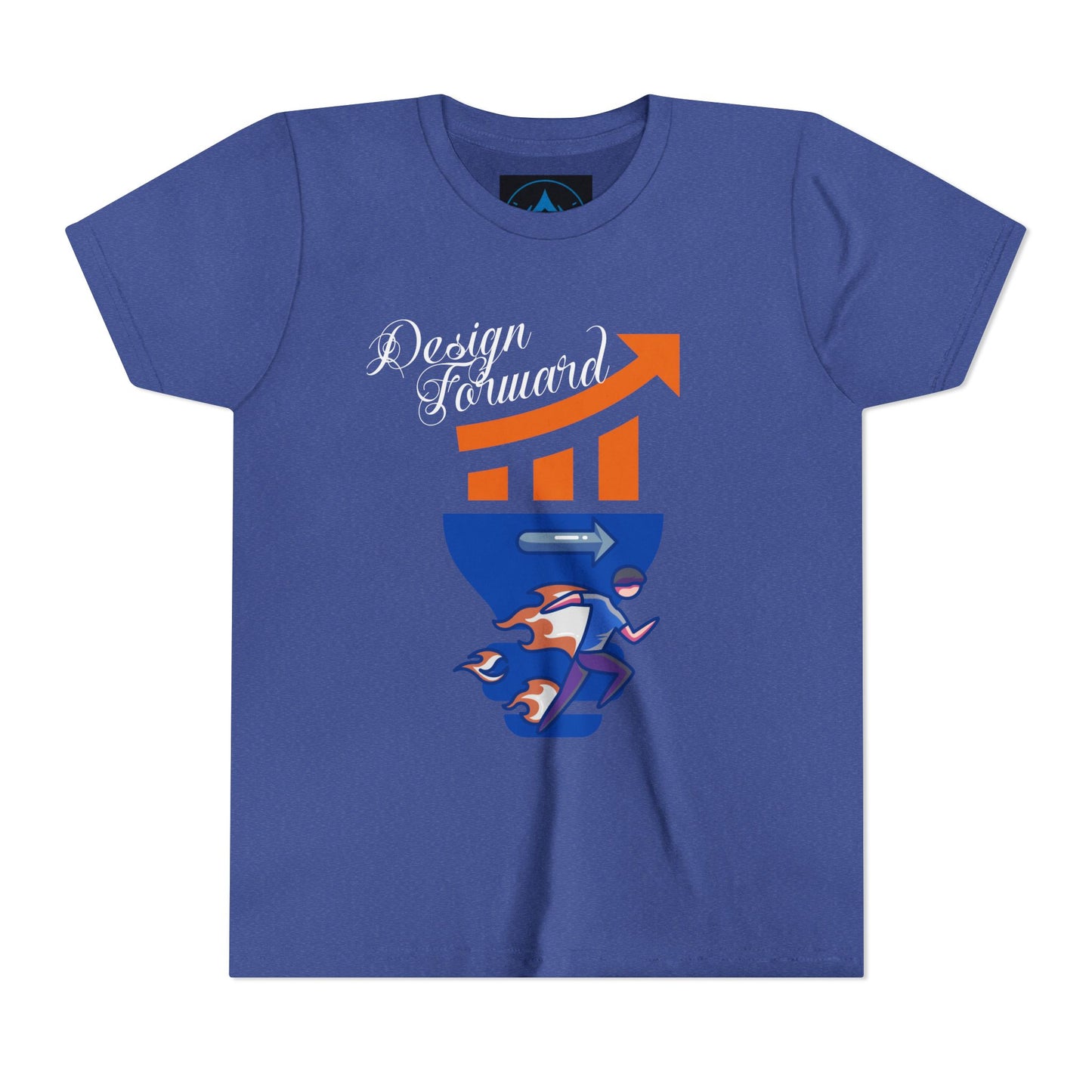 realistic Youth short sleeve blue t-shirt with an inspiring graphic design, made from soft and breathable fabric