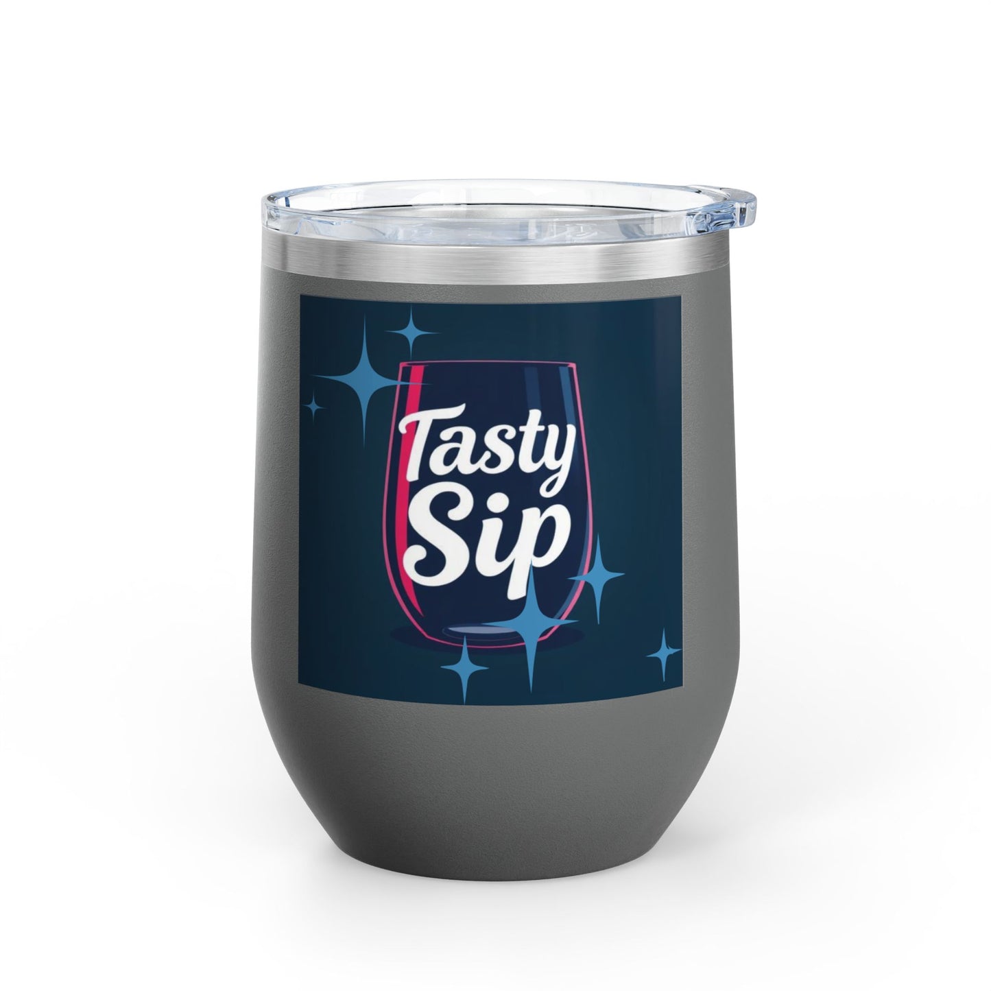 Wine Tumbler - 12oz Insulated Glass for Wine Lovers | Tasty Sip Graphic Design