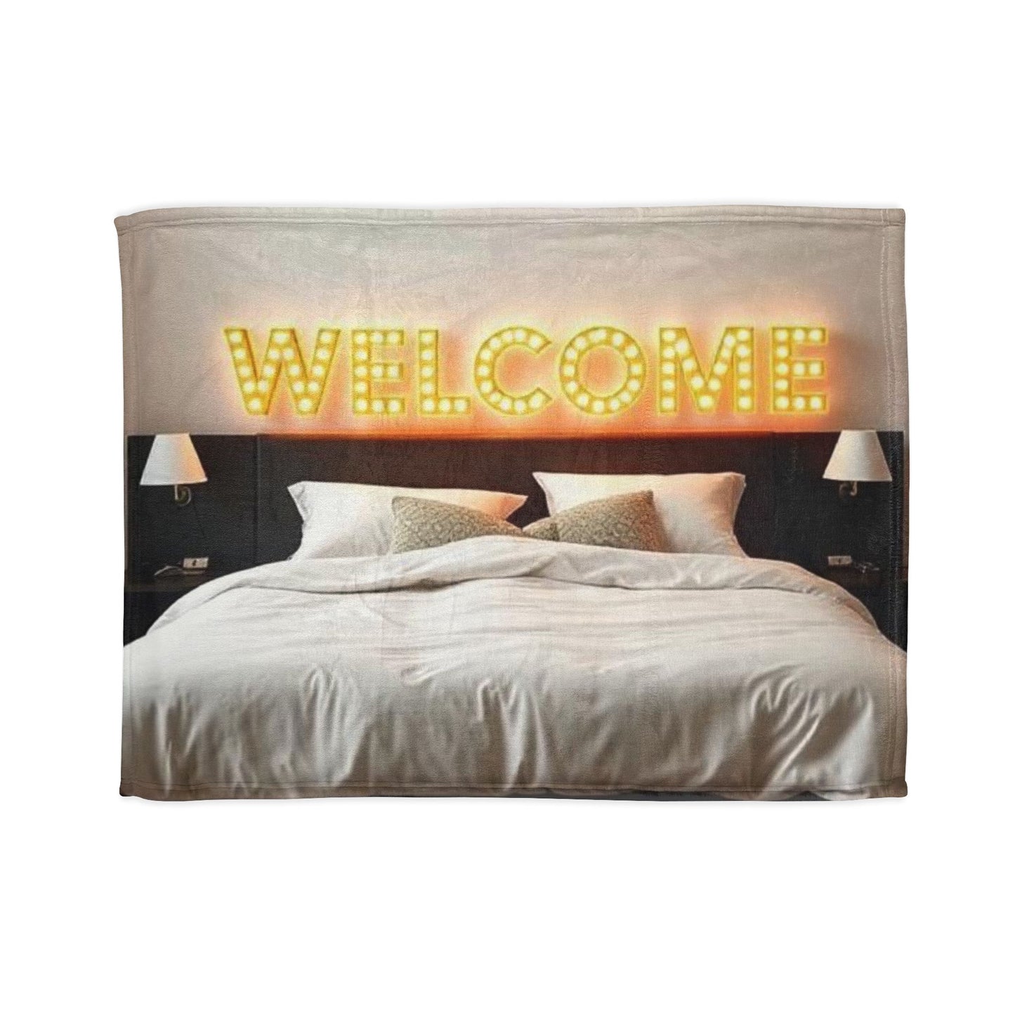 Polyester Blanket with 'Welcome' Design - Perfect for Home Decor