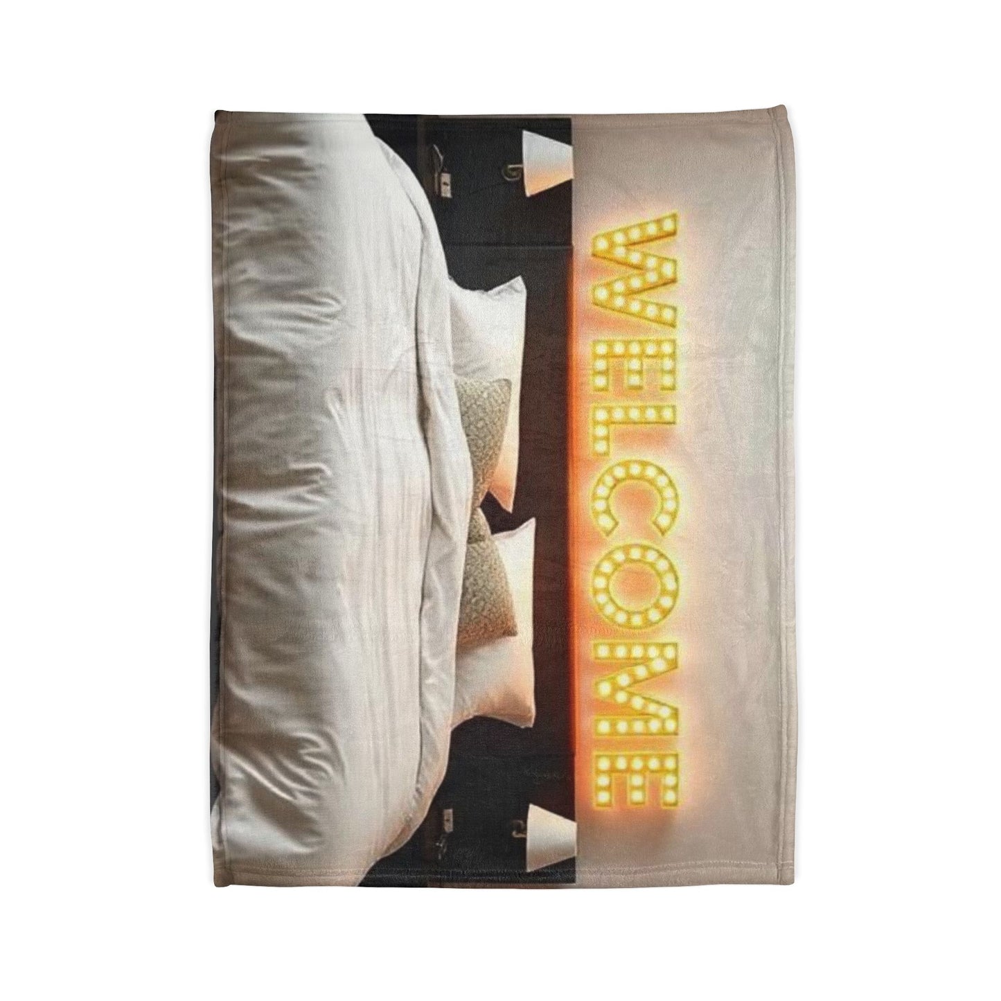 Polyester Blanket with 'Welcome' Design - Perfect for Home Decor