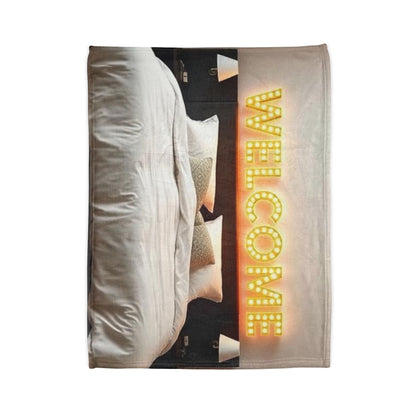 Polyester Blanket with 'Welcome' Design - Perfect for Home Decor