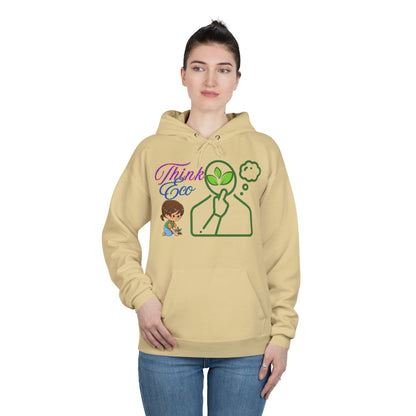 Sustainable Unisex Pullover Hoodie | 'Think Eco, Save Tomorrow' Eco-Friendly Design