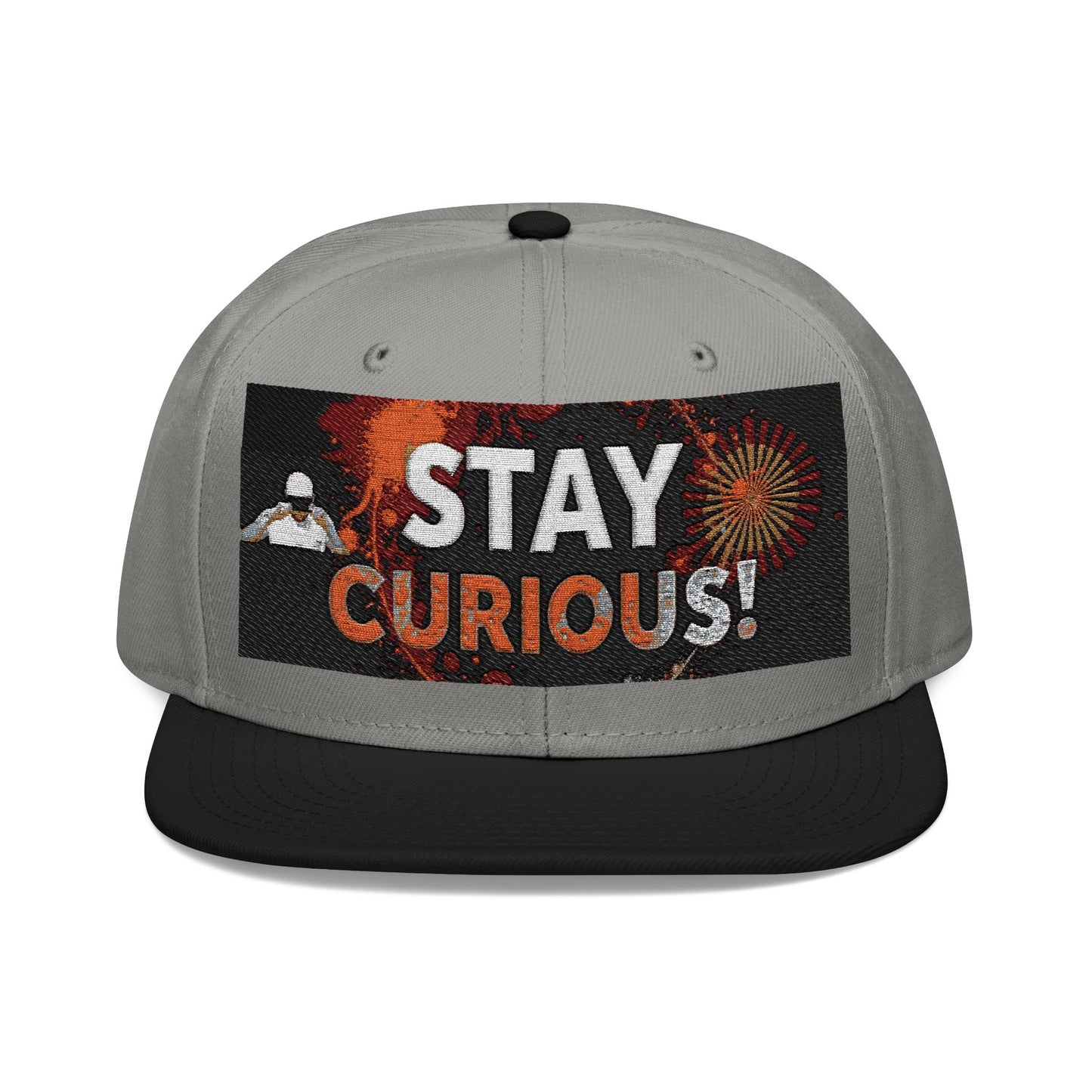 Embroidered Snapback Cap - Trendy Flat Brim Hat for Creatives - Stay Curious!