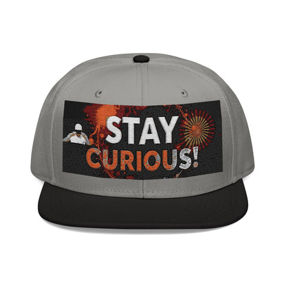 Embroidered Snapback Cap - Trendy Flat Brim Hat for Creatives - Stay Curious!