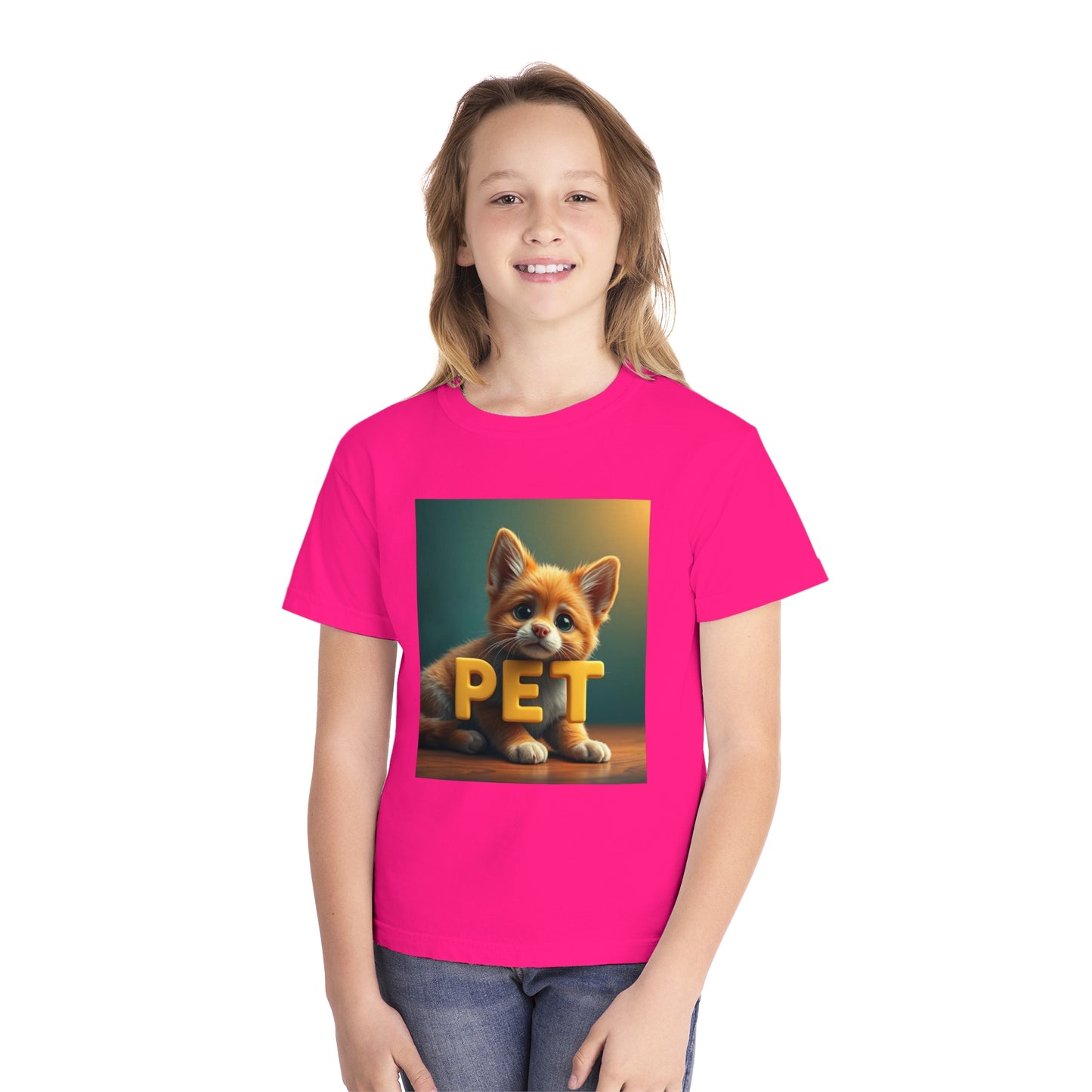 Youth Midweight Tee - "PET" and "SHARE LOVE" Design - Perfect for Pet Lovers and Everyday Joy