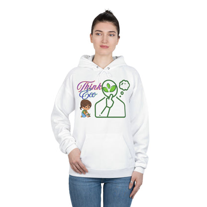 Sustainable Unisex Pullover Hoodie | 'Think Eco, Save Tomorrow' Eco-Friendly Design