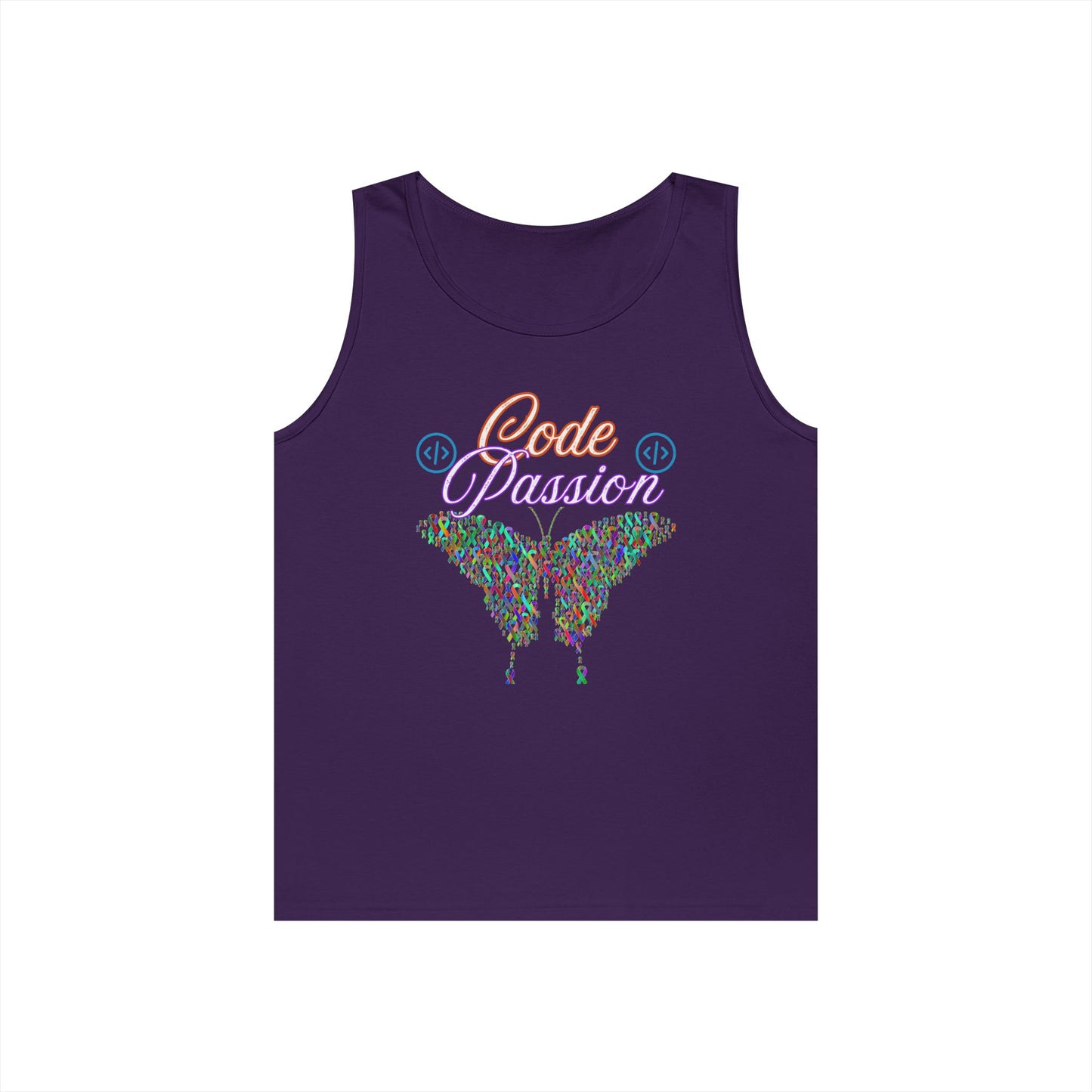 Unisex Heavy Cotton Tank Top – Colorful Coding Design for Tech Enthusiasts | Code Passion