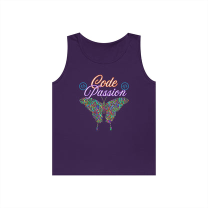 Unisex Heavy Cotton Tank Top – Colorful Coding Design for Tech Enthusiasts | Code Passion