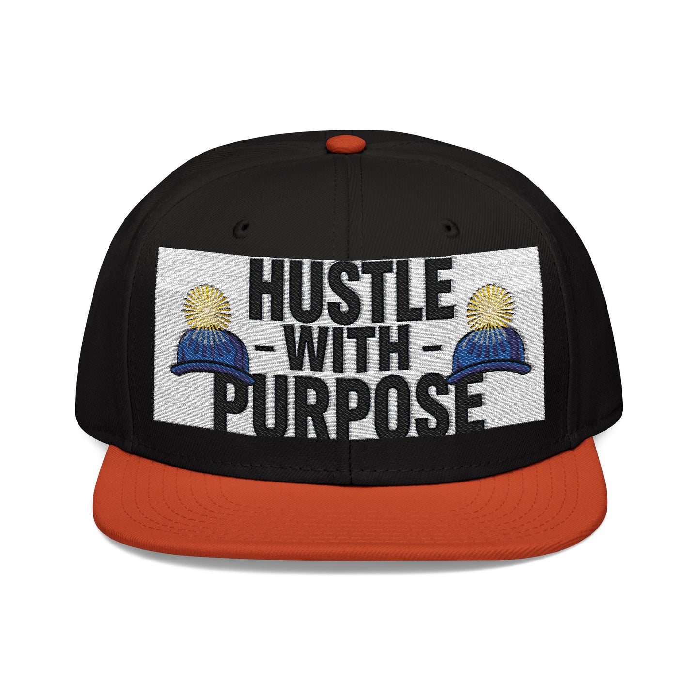 Embroidered Snapback Hat - "Hustle with Purpose" - Motivational Cap for Goal-Getters