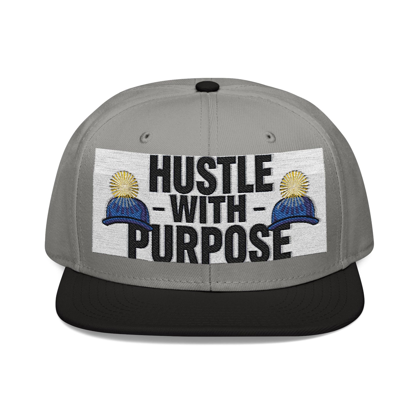 Embroidered Snapback Hat - "Hustle with Purpose" - Motivational Cap for Goal-Getters