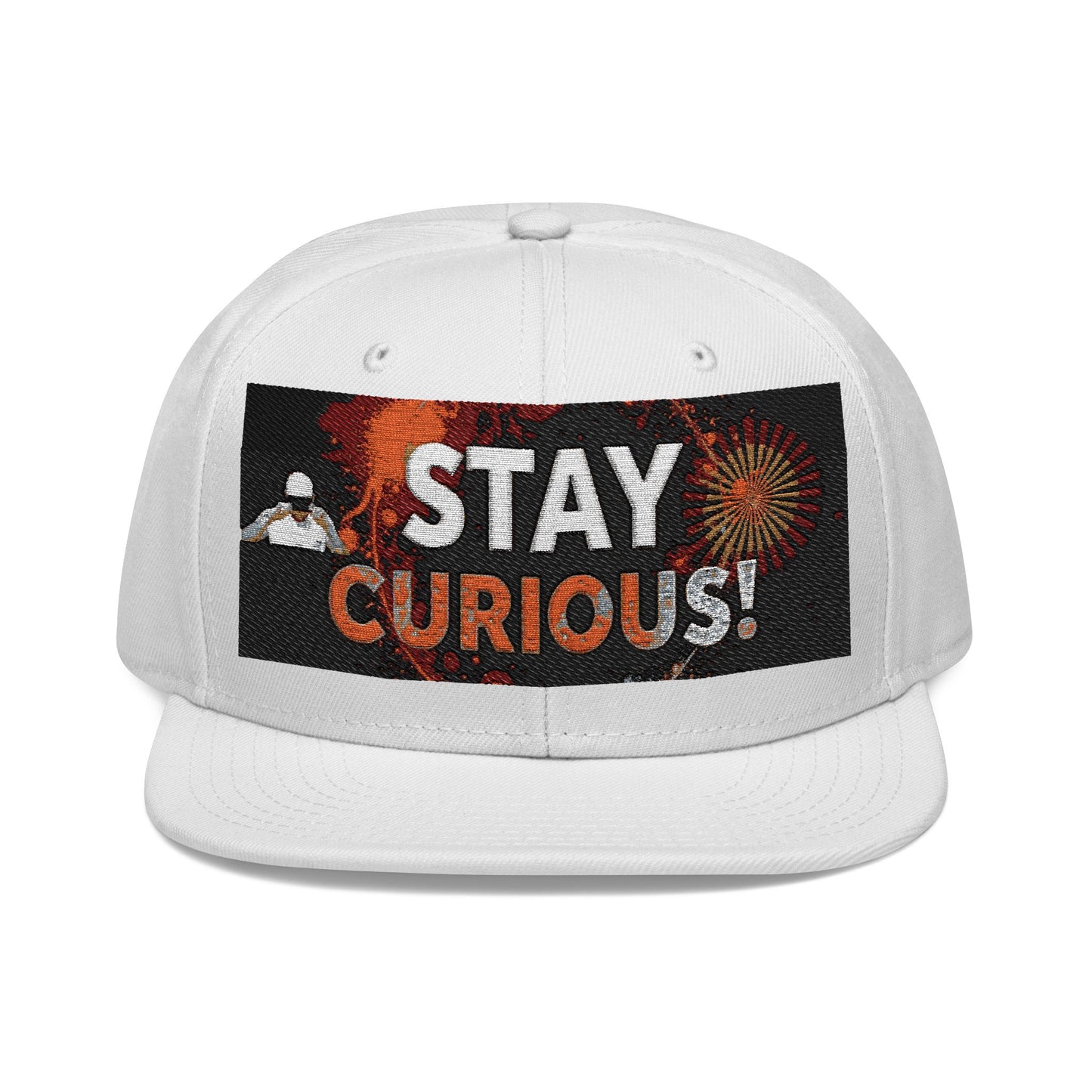 Embroidered Snapback Cap - Trendy Flat Brim Hat for Creatives - Stay Curious!